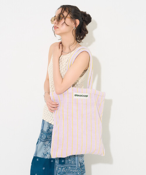 FREAK'S STORE(フリークスストア)の「BONGUSTA/ボングスタ NARAM TOTEBAG/ボングスタ トートバッグ(トートバッグ・レディース・グリーン/ブルー/ナチュラル/オフホワイト/ラベンダー/ピンク・ONE SIZE)」の5枚目の写真