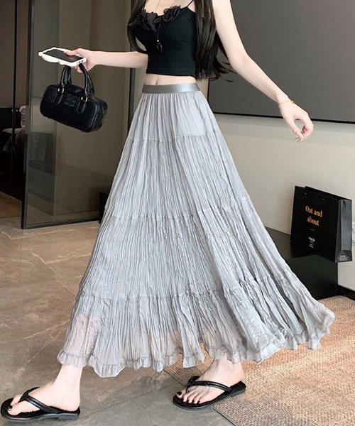 ADDITION STORE(アディションストア)の「プリーツギャザー ロングスカート / ashina(スカート・レディース・イエロー/ブルー/グレー/ピンク/ホワイト/ブラック・FREE)」の21枚目の写真