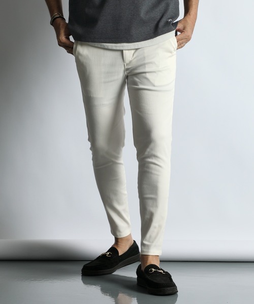 The DUFFER of ST.GEORGE（ザダファーオブセントジョージ）の「「GUM STRETCH CSF」SKINNY EASY CHINO：超伸縮「ガムストレッチ」接触冷感 スキニー イージーチノパン（チノパンツ・メンズ・ホワイト/ライトグレー/ブラック/アイボリー/ネイビー・X-LARGE/LARGE/MEDIUM/SMALL）」の2枚目の写真