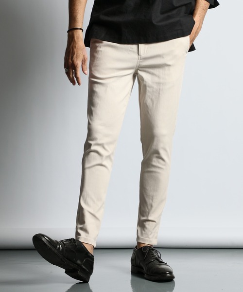The DUFFER of ST.GEORGE（ザダファーオブセントジョージ）の「「GUM STRETCH CSF」SKINNY EASY CHINO：超伸縮「ガムストレッチ」接触冷感 スキニー イージーチノパン（チノパンツ・メンズ・ホワイト/ライトグレー/ブラック/アイボリー/ネイビー・X-LARGE/LARGE/MEDIUM/SMALL）」の3枚目の写真
