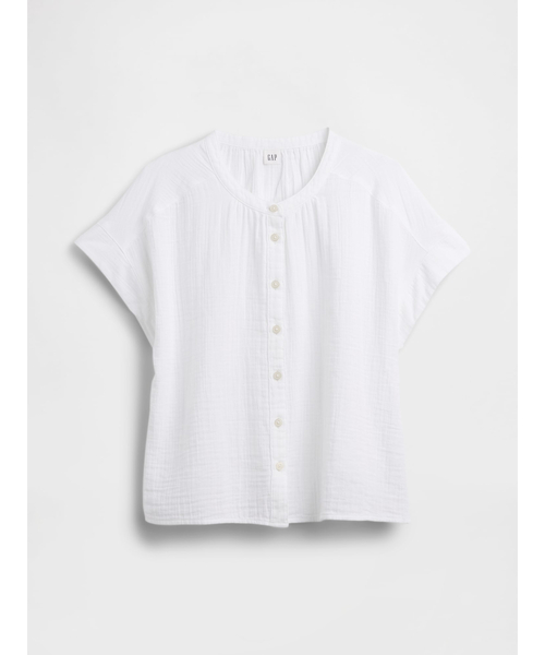 GAP(ギャップ)の「リラックススフィット ボタンアップ ガーゼトップス(シャツ/ブラウス・レディース・ブラック/ホワイト・L/M/S/XS/XXS)」の7枚目の写真