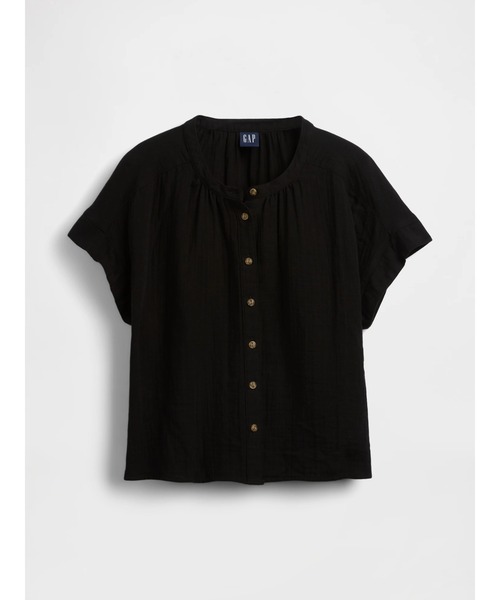 GAP(ギャップ)の「リラックススフィット ボタンアップ ガーゼトップス(シャツ/ブラウス・レディース・ブラック/ホワイト・L/M/S/XS/XXS)」の10枚目の写真