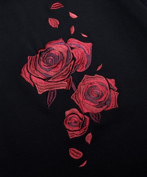 Ellno Loset(エルノロゼット)の「バックフラワー刺繍ポンチT(Tシャツ/カットソー・メンズ・ブラック×レッド/ブルー/ブラック×ブルー/オフホワイト・SMALL/LARGE/MEDIUM)」の6枚目の写真