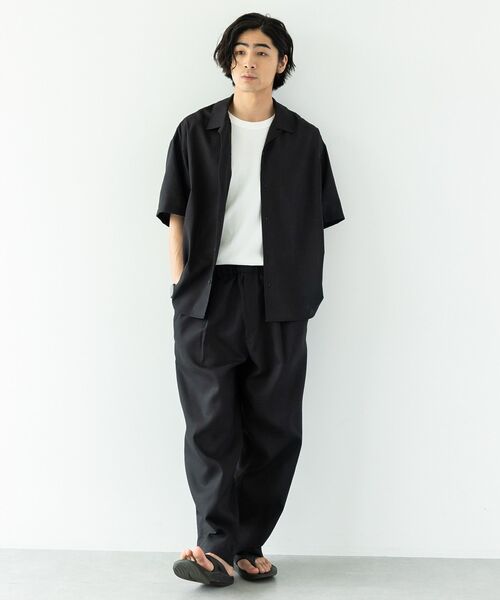 CRAFT STANDARD BOUTIQUE（クラフトスタンダードブティック）の「半袖リネン混セットアップ（セットアップ・メンズ・ベージュ/ブラック・L/M）」の3枚目の写真