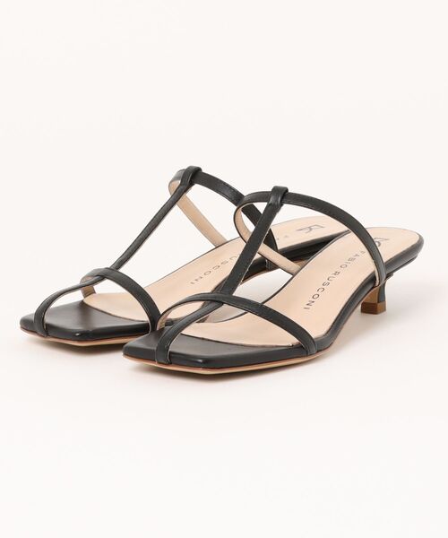 inter-chaussures（インターショシュール）の「【FABIO RUSCONI】スクエアトウセンターストラップサンダル (F2334F)（サンダル・レディース・シルバー/ブラック・37/36）」の2枚目の写真