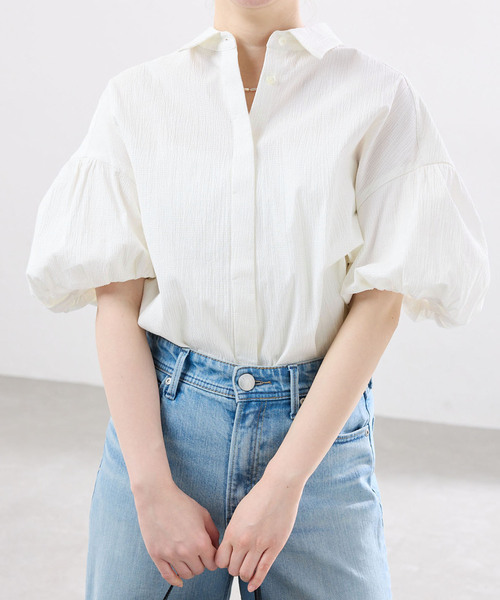 タグ付き♪ 新品♡ ella エラ バルーンスリーブブラウス♡ホワイト 半袖♪ レディース タグ付き♪ 新品♡ ella エラ バルーンスリーブブラウス