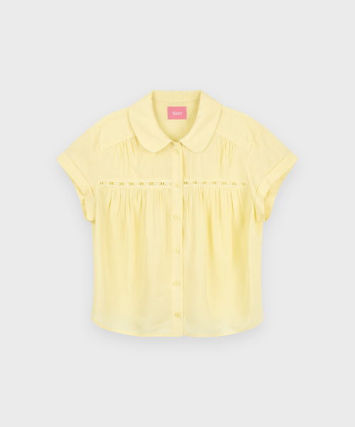 SINOON（シヌーン）の「Rose Lace Shirring Roll-Up Blouse (Yellow)（シャツ/ブラウス・レディース・イエロー・SMALL/MEDIUM）」の4枚目の写真