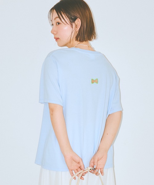 COLORME（カラーミー）の「【AKB48 伊藤百花 着用】バックリボン刺繍Ｔシャツ（Tシャツ/カットソー・レディース・ホワイト/ライトブルー・FREE）」の12枚目の写真