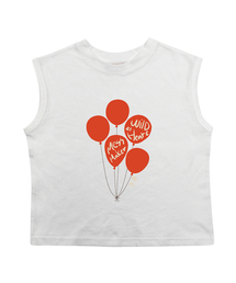 バルーン袖なしTシャツ-ホワイト(Balloon sleeveless T white)