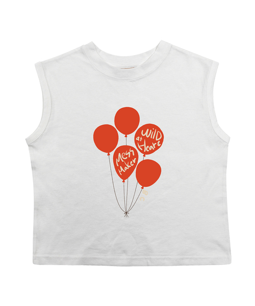 BEACHESAND CREAM KIDS(ビーチスアンドクリームキッズ)の「バルーン袖なしTシャツ-ホワイト(Balloon sleeveless T white)(Tシャツ/カットソー・レディース・ホワイト・SMALL/MEDIUM/LARGE)」の1枚目の写真