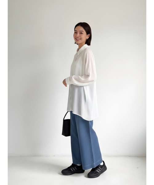 Sew loop(ソーループ)の「ビッグシルエットシアーシャツ(シャツ/ブラウス・レディース・ブラック/オフホワイト・L/M)」の20枚目の写真
