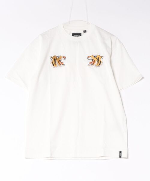 TAION(タイオン)の「【TAION】 JPNSP ノンダウン ジャパンスペシャル フロント虎刺繍 Tシャツ(Tシャツ/カットソー・メンズ・ホワイト系1/オリーブ/カーキ/ブラック・3/2)」の2枚目の写真