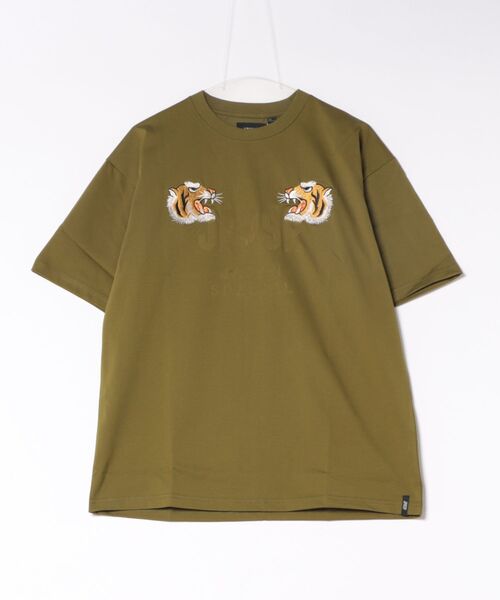 TAION(タイオン)の「【TAION】 JPNSP ノンダウン ジャパンスペシャル フロント虎刺繍 Tシャツ(Tシャツ/カットソー・メンズ・ホワイト系1/オリーブ/カーキ/ブラック・3/2)」の4枚目の写真