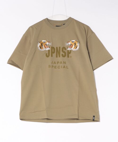 TAION(タイオン)の「【TAION】 JPNSP ノンダウン ジャパンスペシャル フロント虎刺繍 Tシャツ(Tシャツ/カットソー・メンズ・ホワイト系1/オリーブ/カーキ/ブラック・3/2)」の1枚目の写真