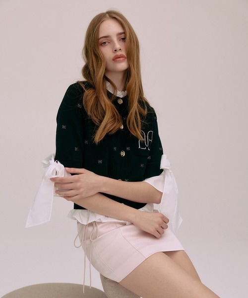 EIMY ISTOIRE(エイミーイストワール)の「PAPILLON EMBROIDERY ATTACHED CARDIGAN(カーディガン/ボレロ・レディース・グレー/ブラック・F)」の5枚目の写真
