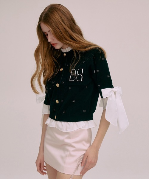 EIMY ISTOIRE(エイミーイストワール)の「PAPILLON EMBROIDERY ATTACHED CARDIGAN(カーディガン/ボレロ・レディース・グレー/ブラック・F)」の4枚目の写真