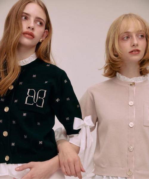 EIMY ISTOIRE(エイミーイストワール)の「PAPILLON EMBROIDERY ATTACHED CARDIGAN(カーディガン/ボレロ・レディース・グレー/ブラック・F)」の10枚目の写真