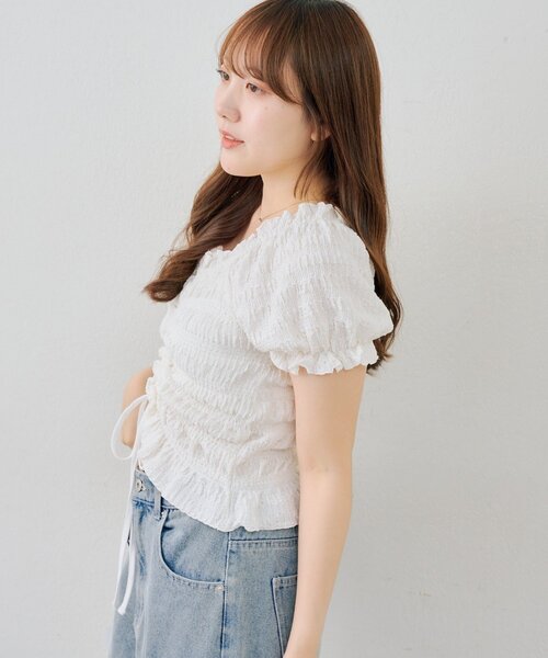 continuer de NICE CLAUP(コンティニューデナイスクラップ)の「ドロストクシュクシュカットTOPS(シャツ/ブラウス・レディース・オフホワイト/ブラック/レッド/その他11・FREE)」の9枚目の写真
