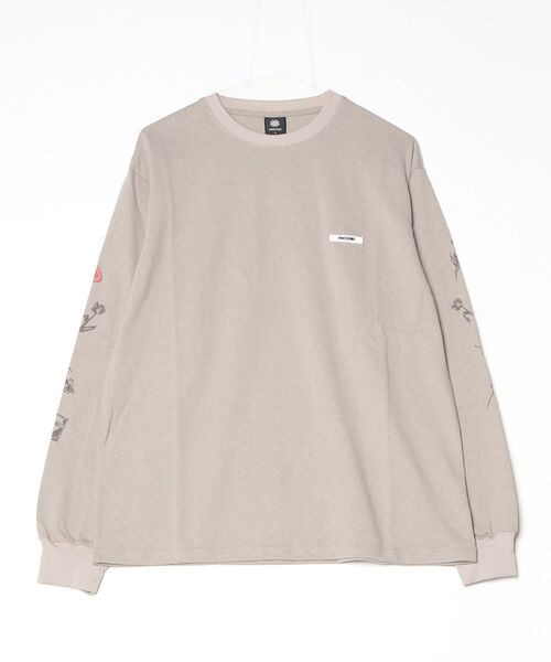 ONEXONE(ワンフォーワン)の「【ONEXONE/ワンフォーワン】PEACE LONG SLEEVE T-SHIRTS(Tシャツ/カットソー・メンズ・グレイッシュベージュ/ブラック・MEDIUM/LARGE)」の3枚目の写真
