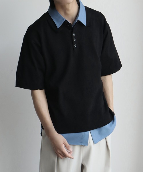 welise(ウェライズ)の「【welise/ウェライズ】サマースムースニット メニーボタン 半袖 ショート丈 ポロシャツ(ポロシャツ・メンズ・チャコールグレー/ホワイト/ブラック/レッド/ネイビー・S/M/L)」の2枚目の写真
