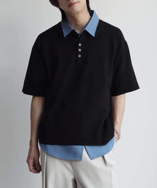 welise(ウェライズ)の「【welise/ウェライズ】サマースムースニット メニーボタン 半袖 ショート丈 ポロシャツ(ポロシャツ・メンズ・チャコールグレー/ホワイト/ブラック/レッド/ネイビー・S/M/L)」の16枚目の写真