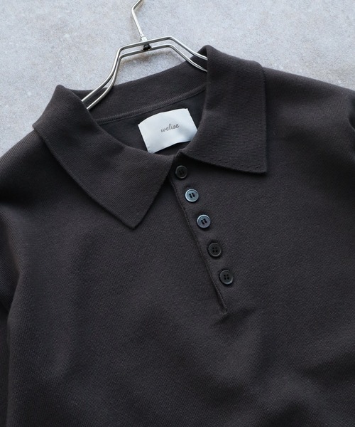 welise(ウェライズ)の「【welise/ウェライズ】サマースムースニット メニーボタン 半袖 ショート丈 ポロシャツ(ポロシャツ・メンズ・チャコールグレー/ホワイト/ブラック/レッド/ネイビー・S/M/L)」の11枚目の写真