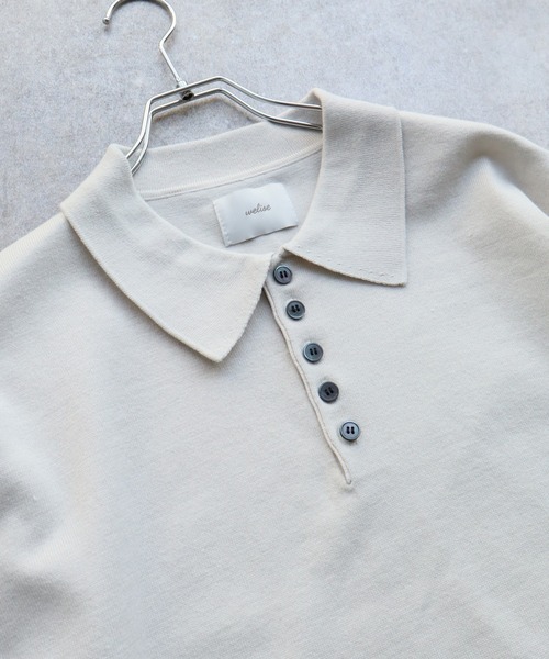 welise(ウェライズ)の「【welise/ウェライズ】サマースムースニット メニーボタン 半袖 ショート丈 ポロシャツ(ポロシャツ・メンズ・チャコールグレー/ホワイト/ブラック/レッド/ネイビー・S/M/L)」の9枚目の写真