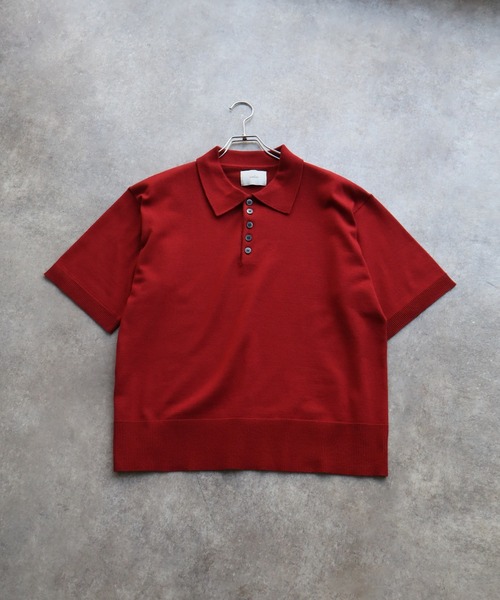 welise(ウェライズ)の「【welise/ウェライズ】サマースムースニット メニーボタン 半袖 ショート丈 ポロシャツ(ポロシャツ・メンズ・チャコールグレー/ホワイト/ブラック/レッド/ネイビー・S/M/L)」の12枚目の写真