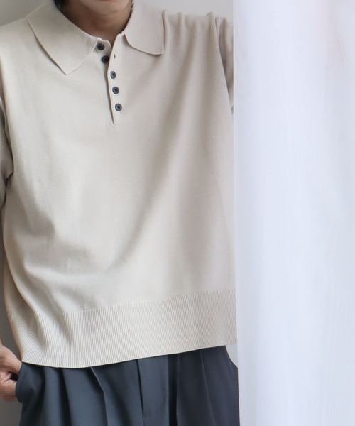welise(ウェライズ)の「【welise/ウェライズ】サマースムースニット メニーボタン 半袖 ショート丈 ポロシャツ(ポロシャツ・メンズ・チャコールグレー/ホワイト/ブラック/レッド/ネイビー・S/M/L)」の20枚目の写真