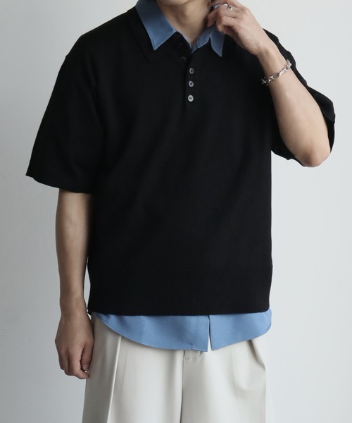 welise(ウェライズ)の「【welise/ウェライズ】サマースムースニット メニーボタン 半袖 ショート丈 ポロシャツ(ポロシャツ・メンズ・チャコールグレー/ホワイト/ブラック/レッド/ネイビー・S/M/L)」の17枚目の写真