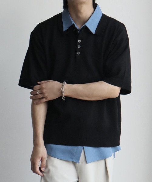 welise(ウェライズ)の「【welise/ウェライズ】サマースムースニット メニーボタン 半袖 ショート丈 ポロシャツ(ポロシャツ・メンズ・チャコールグレー/ホワイト/ブラック/レッド/ネイビー・S/M/L)」の18枚目の写真
