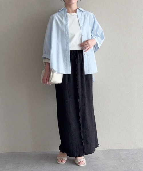mysty woman(ミスティウーマン)の「バックボリュームシャツ半袖 1046996(シャツ/ブラウス・レディース・サックスブルー/オフホワイト・FREE)」の20枚目の写真