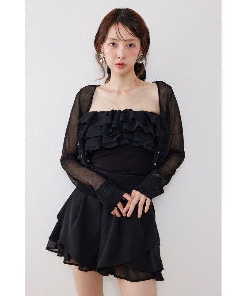 rienda(リエンダ)の「ビジューボタンシアーカーディガン 夏服(カーディガン/ボレロ・レディース・ライトベージュ/ピンク/ホワイト/ブラック・FREE)」の18枚目の写真