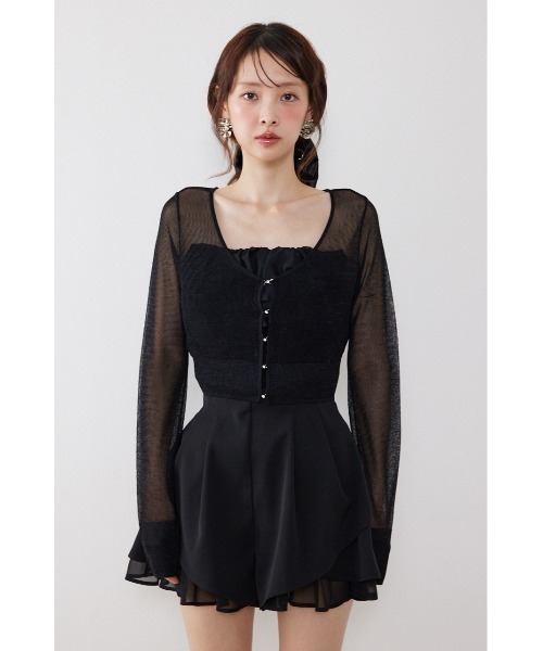 rienda(リエンダ)の「ビジューボタンシアーカーディガン 夏服(カーディガン/ボレロ・レディース・ライトベージュ/ピンク/ホワイト/ブラック・FREE)」の21枚目の写真