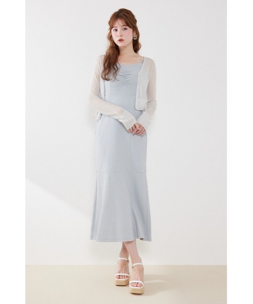 rienda(リエンダ)の「ビジューボタンシアーカーディガン 夏服(カーディガン/ボレロ・レディース・ライトベージュ/ピンク/ホワイト/ブラック・FREE)」の5枚目の写真