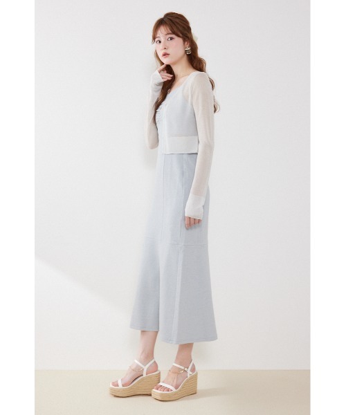rienda(リエンダ)の「ビジューボタンシアーカーディガン 夏服(カーディガン/ボレロ・レディース・ライトベージュ/ピンク/ホワイト/ブラック・FREE)」の6枚目の写真