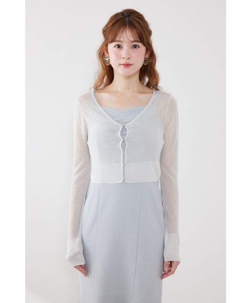 rienda(リエンダ)の「ビジューボタンシアーカーディガン 夏服(カーディガン/ボレロ・レディース・ライトベージュ/ピンク/ホワイト/ブラック・FREE)」の11枚目の写真