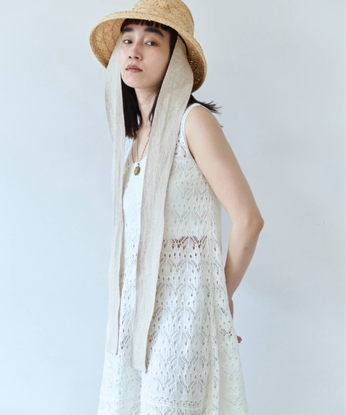 flaeu(フラユ)の「Crochet Sleeveless Tunic Knit(ベスト・レディース・ブラック/アイボリー・FREE)」の13枚目の写真