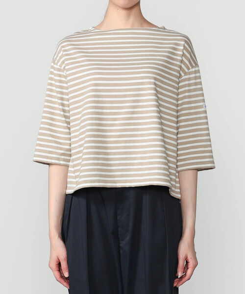 ORCIVAL（オーシバル）の「ORCIVAL | コットン ボートネックボーダーTシャツ WOMEN（Tシャツ/カットソー・レディース・ベージュ系その他/ブラウン系その他/グリーン系その他・1）」の10枚目の写真