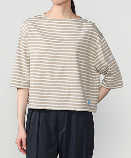 ORCIVAL（オーシバル）の「ORCIVAL | コットン ボートネックボーダーTシャツ WOMEN（Tシャツ/カットソー・レディース・ベージュ系その他/ブラウン系その他/グリーン系その他・1）」の13枚目の写真
