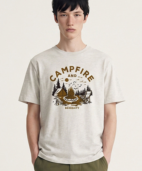 BEMIGHTY（ビーマイティー）の「キャンプファイヤードローイングオーバーサイズ半袖Tシャツ[ホワイト]（Tシャツ/カットソー・メンズ・その他・X-LARGE/XX-LARGE/LARGE）」の5枚目の写真