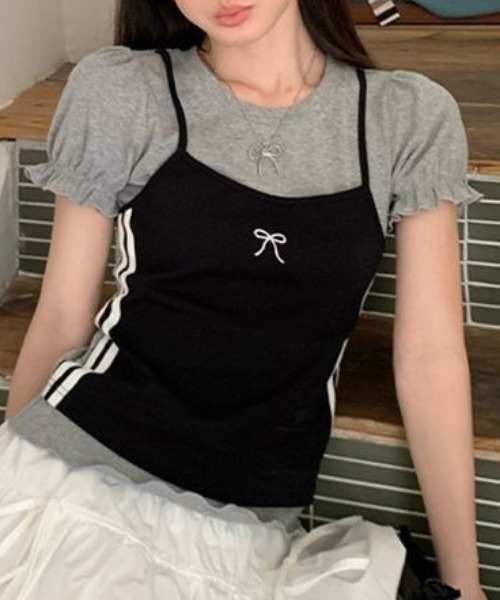 Vipoa(ヴィポア)の「キャミソールレイヤードカットソー(Tシャツ/カットソー・レディース・ブラック・FREE)」の9枚目の写真