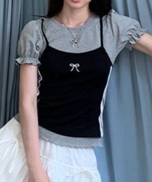 Vipoa(ヴィポア)の「キャミソールレイヤードカットソー(Tシャツ/カットソー・レディース・ブラック・FREE)」の10枚目の写真