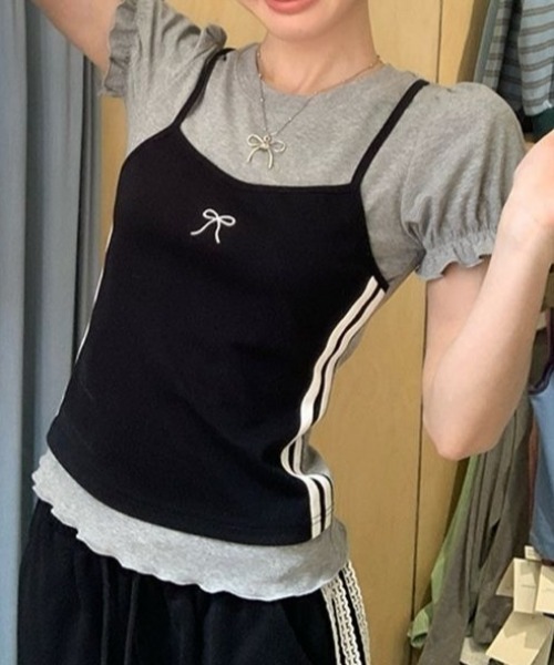 Vipoa(ヴィポア)の「キャミソールレイヤードカットソー(Tシャツ/カットソー・レディース・ブラック・FREE)」の13枚目の写真