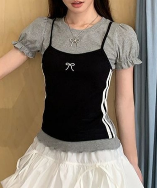 Vipoa(ヴィポア)の「キャミソールレイヤードカットソー(Tシャツ/カットソー・レディース・ブラック・FREE)」の15枚目の写真