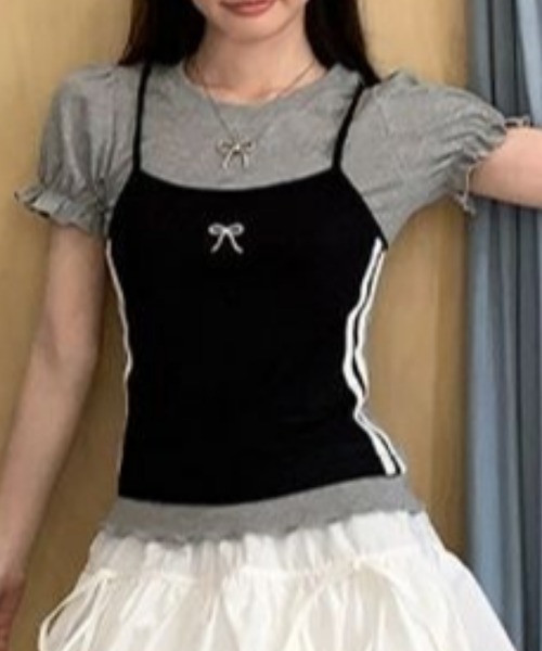 Vipoa(ヴィポア)の「キャミソールレイヤードカットソー(Tシャツ/カットソー・レディース・ブラック・FREE)」の17枚目の写真