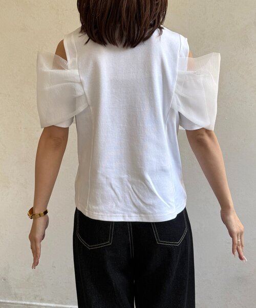 Thevon（ゼボン）の「オーガンジーデザインT（Tシャツ/カットソー・レディース・ブラック/オフホワイト・FREE）」の13枚目の写真