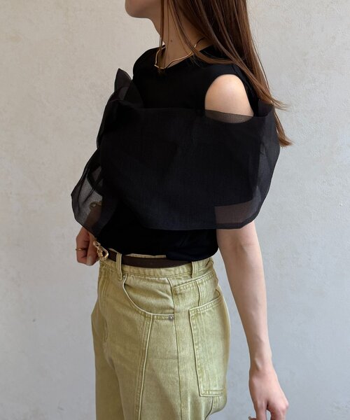 Thevon（ゼボン）の「オーガンジーデザインT（Tシャツ/カットソー・レディース・ブラック/オフホワイト・FREE）」の17枚目の写真
