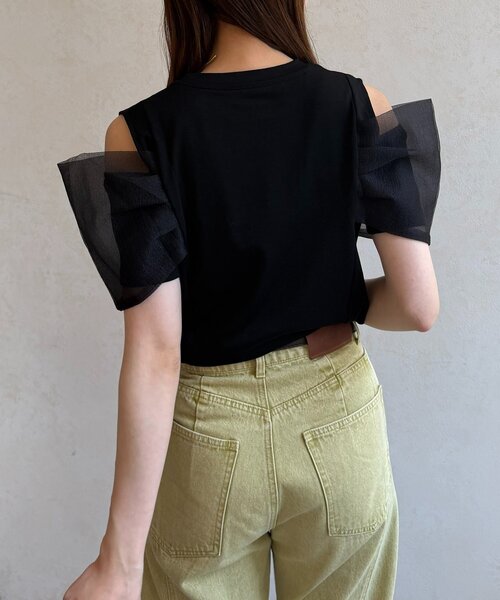Thevon（ゼボン）の「オーガンジーデザインT（Tシャツ/カットソー・レディース・ブラック/オフホワイト・FREE）」の18枚目の写真