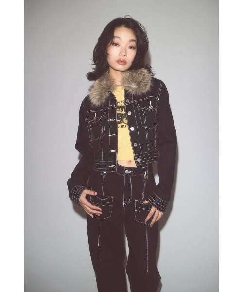 LAGUA GEM(ラグアジェム)の「STITCH COMPACT DENIM ジャケット(デニムジャケット・レディース・ブルー/ブラック・SMALL/MEDIUM)」の5枚目の写真